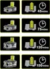 Four rows of images, each showing a battery pack on the left and a charging indicator with a time on the right. Anteprima dell’immagine prodotto