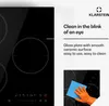 A collage of an induction cooktop with promotional text and a close-up of a hand cleaning it. Podgląd zdjęcia produktu