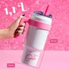 Paris Hilton  weiß-pinke Edelstahl Trinkflasche mit Produktbild-Vorschau 7