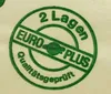 A green circular stamp with text and a globe-like symbol. Produktbild-Vorschau
