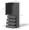 Kleiderschrank Vicco Claus Anthrazit 74 x 191.5 cm mit 4 Produktbild-Vorschau 3