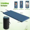 A blue camping mat is shown with a carrying case and diagrams indicating different sizes and dimensions. Náhľad obrázku produktu