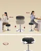 Collage showing a woman applying makeup while sitting on a stool, a diagram of the stool's height adjustment, and a woman working on a laptop while sitting on a stool. Náhled obrázku produktu