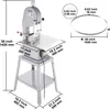 A commercial band saw machine with its dimensions and specifications labeled. Produktbild-Vorschau