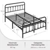 A diagram of a black metal bed frame with dimensions and specifications. Produktbild-Vorschau
