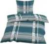 A duvet cover and pillowcase set with a plaid pattern. Produktbild-Vorschau