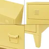 A collage of four close-up shots of a yellow metal cabinet. Voir les images du produit