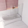 A modern bathroom with a white bathtub and a glass shower screen. Produktbild-Vorschau