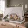 Kinderbett mit Matratze TIPI 90x200 Jugendbett Weiß Grau Náhled obrázku produktu 8