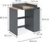 A diagram showing the dimensions of a changing table/cabinet unit. Voir les images du produit