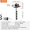 Świder VEVOR z silnikiem benzynowym, 52 CC, 1450 W, świder Podgląd zdjęcia produktu 7