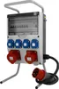 A mobile power distribution unit with multiple outlets and a plug, mounted on a stand. Produktbild-Vorschau