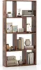 A brown wooden bookshelf with multiple compartments, decorated with various items. Podgląd zdjęcia produktu