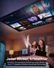 A mother and daughter are in a bedroom, looking up at a projected image on the ceiling from a projector on a bed. Produktbild-Vorschau