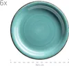 A single turquoise plate with a brown rim is shown from a top-down perspective, with measurement indicators at the bottom. Produktbild-Vorschau