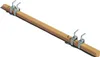 A wooden bar with metal clamps on a white background. Produktbild-Vorschau