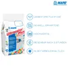 A bag of MAPEI Ultracolor Plus grout next to a list of its features with icons. Produktbild-Vorschau