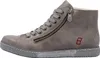 A side view of a gray Rieker women's lace-up bootie. Produktbild-Vorschau