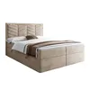 A bed with a headboard and mattress, neatly made with bedding. Produktbild-Vorschau