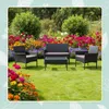 Relaxdays Gartenmöbel Set, 4-tlg. Rattan Sitzgruppe, 4 Produktbild-Vorschau 5