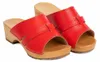 Damen Holzclogs dunklem Rot aus Echtleder – Klassische Produktbild-Vorschau 1