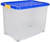 A clear studio shot of a plastic storage container with a blue lid. Produktbild-Vorschau