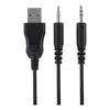 A close-up studio shot of a USB cable with two 3.5mm audio jacks. Produktbild-Vorschau