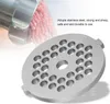 A close-up of a meat grinder plate with minced meat in the background. Produktbild-Vorschau