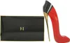 A perfume bottle shaped like a red high heel and a black rectangular box are displayed on a white background. Produktbild-Vorschau