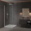 A modern bathroom with a sleek shower enclosure and a double vanity. Produktbild-Vorschau
