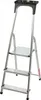 A silver and black step ladder with three steps and a tray at the top. Podgląd zdjęcia produktu