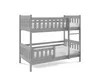 A gray wooden bunk bed with mattresses on a white background. Produktbild-Vorschau