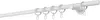 A white curtain rod with rings and a bracket, isolated on a white background. Produktbild-Vorschau