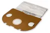 A vacuum cleaner dust bag with a cardboard adapter and a white paper bag. Produktbild-Vorschau