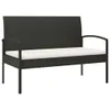 vidaXL Banc de jardin avec coussins Noir 105 cm Poly rotin Voir les images du produit 1