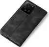 A black flip case for a smartphone is shown from a diagonal angle on a white background. Produktbild-Vorschau