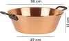 A copper pot with handles, with dimensions indicated by lines and text. Produktbild-Vorschau