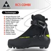 A product image of a cross-country ski boot with a list of its features. Produktbild-Vorschau