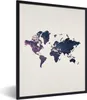 MuchoWow® Gerahmtes Poster Weltkarte - Galaxie - Weiß 60x80 Produktbild-Vorschau 1