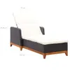 vidaXL Chaise longue Poly rotin et bois massif Acacia Noir Voir les images du produit 7