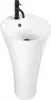 A white pedestal sink with a black faucet. Náhled obrázku produktu