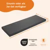 A dark gray rectangular cushion or mat is shown on a light orange background. Dimensions are indicated with text and lines. Anteprima dell’immagine prodotto