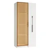 A tall, narrow cabinet with a glass door on the left and a solid door on the right, set against a white background. Produktbild-Vorschau