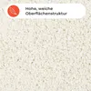 A close-up of a cream-colored shaggy rug with a marketing overlay. Náhled obrázku produktu