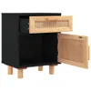 Nachttisch Schwarz Massivholz Kiefer und Natur-Rattan Produktbild-Vorschau 5