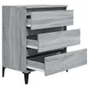 A gray wooden sideboard with three open drawers, shown from a three-quarter angle. Podgląd zdjęcia produktu