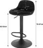 A black bar stool with dimensions indicated by measurement lines and text. Produktbild-Vorschau