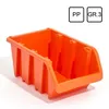 An orange plastic storage bin is shown against a white background. Náhled obrázku produktu