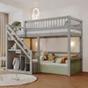 Merax Etagenbett 90x200cm mit Treppe und Stauraum, Hochbett Produktbild-Vorschau 1