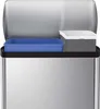 A close-up view of the top of a stainless steel recycling bin with two compartments. Anteprima dell’immagine prodotto